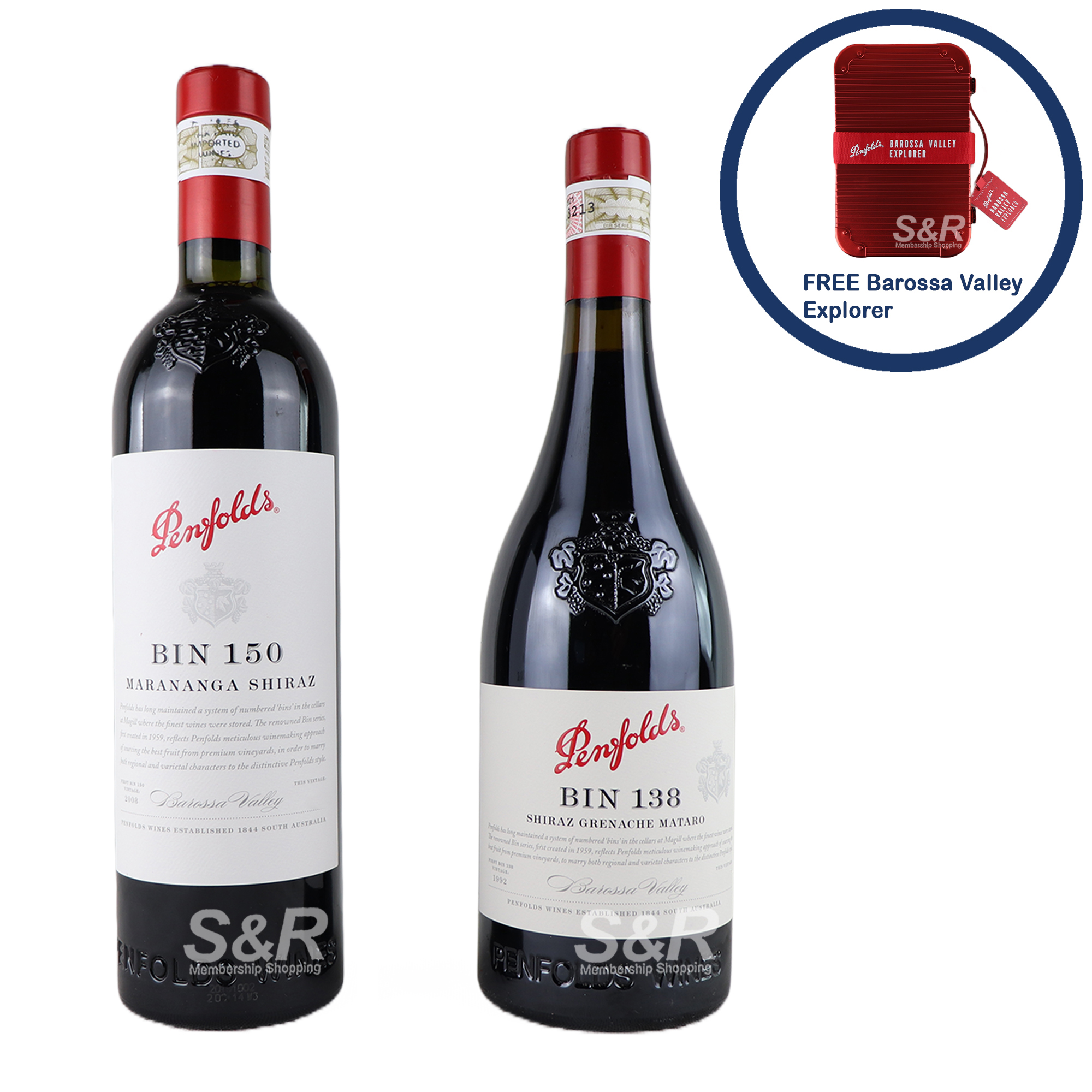 Penfolds Bin 138 Shiraz Grenache Mataro and Bin 150 Shiraz 2 Bottles x 750mL